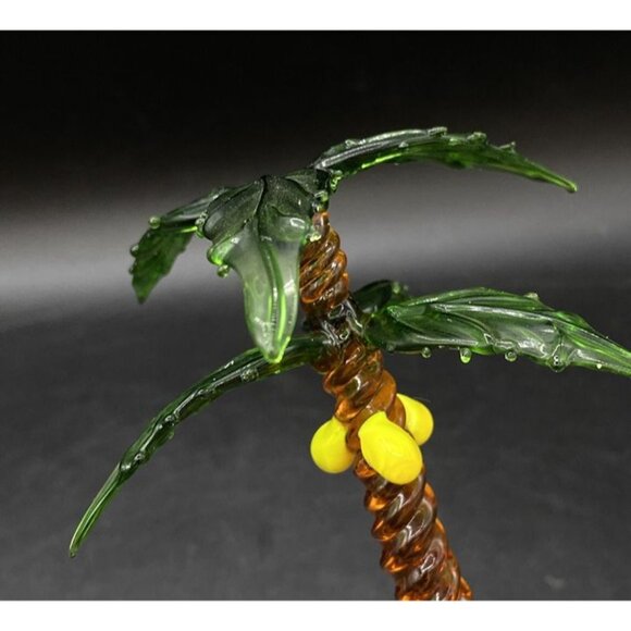 Art Glass Coconut Palm Small Glass 5” Palm Tree Vintage - Picture 9 of 12